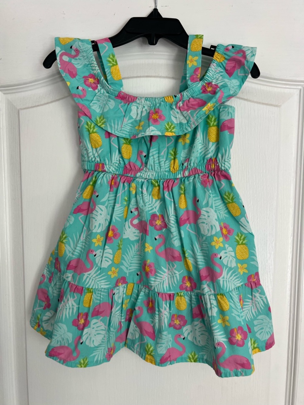 Gymboree Mint Green Tropical Print Dress with Pink & Yellow Accents 3T